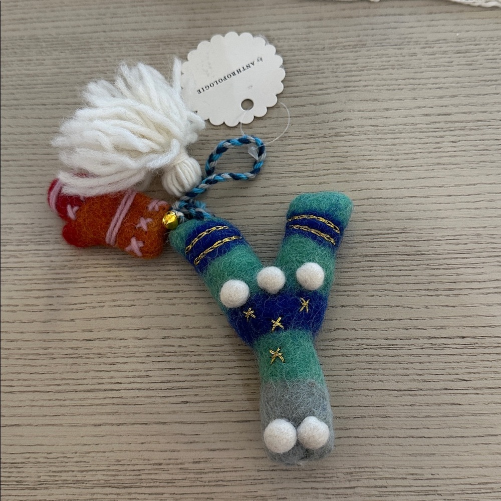 Anthropologie Felt Ornament in the Letter “Y” NEW